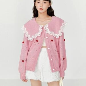 Ledin Strawberry Knit Grandma Cardigan - Size Small